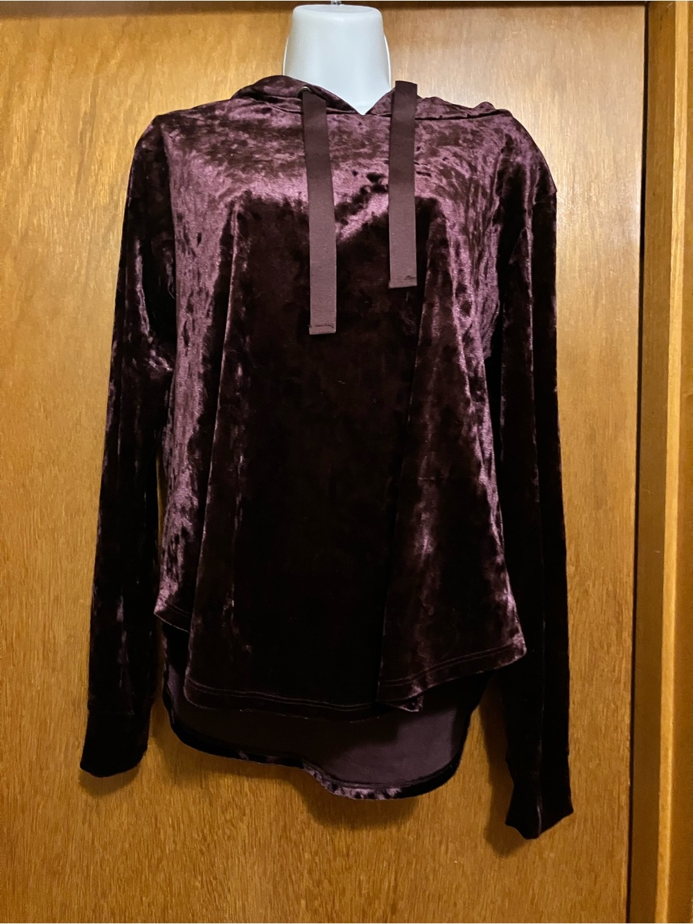 Betsey Johnson Performance Hoodie Burgundy. Crushed Velvet